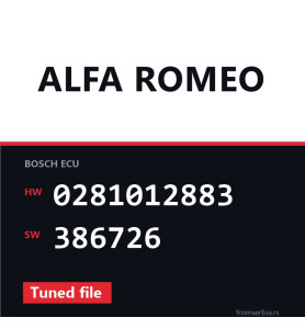 Alfa Romeo 1.9 0281012883 386726 Tuned file tuning file