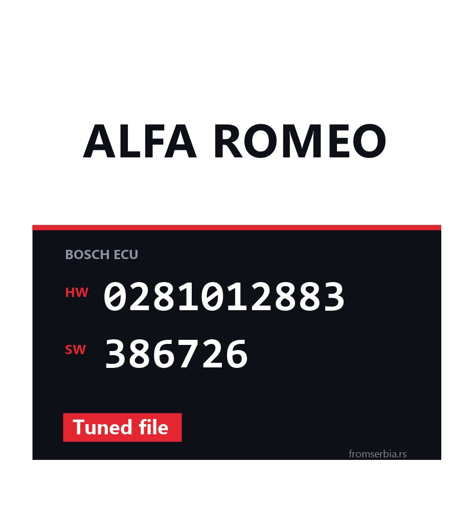 Alfa Romeo 1.9 0281012883 386726 Tuned file tuning file