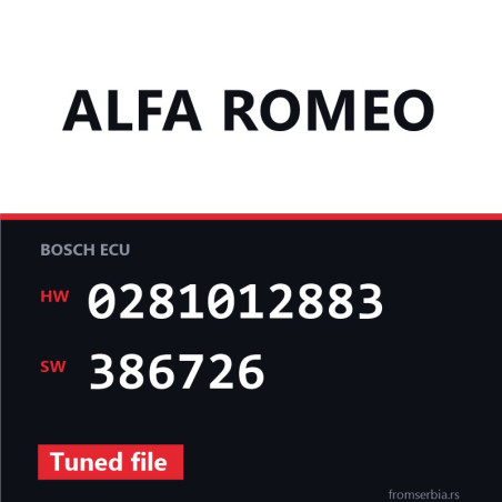 Alfa Romeo 1.9 0281012883 386726 Tuned file tuning file