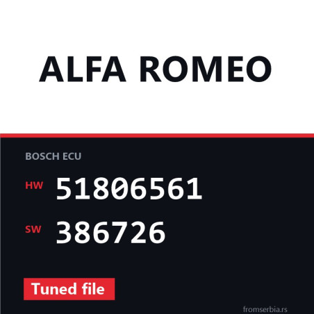 Alfa Romeo 1.9 51806561 386726 Tuned file tuning file