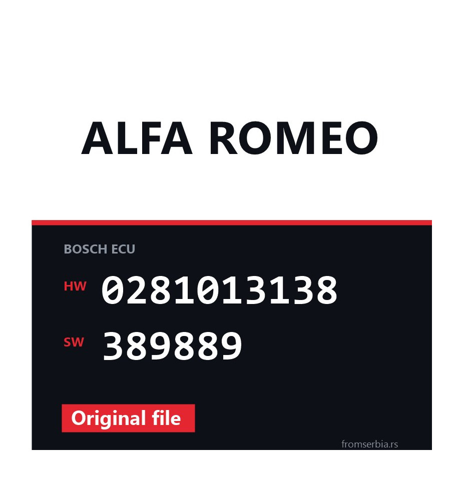 Alfa Romeo 159 0281013138 389889 original ECU file