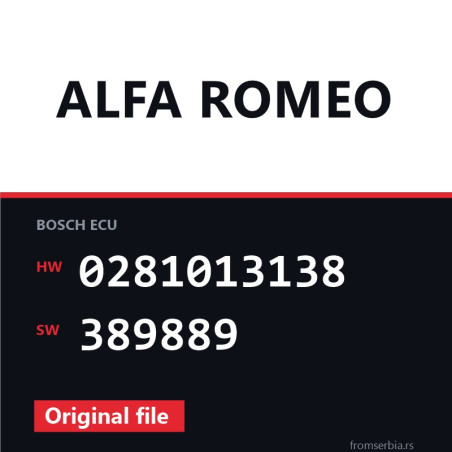 Alfa Romeo 159 0281013138 389889 original ECU file