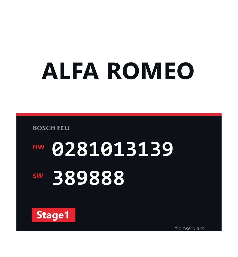 Alfa Romeo 159 0281013139 389888 Stage1 tuning file
