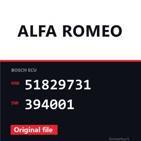 Alfa Romeo Spider 51829731 394001 original ECU file