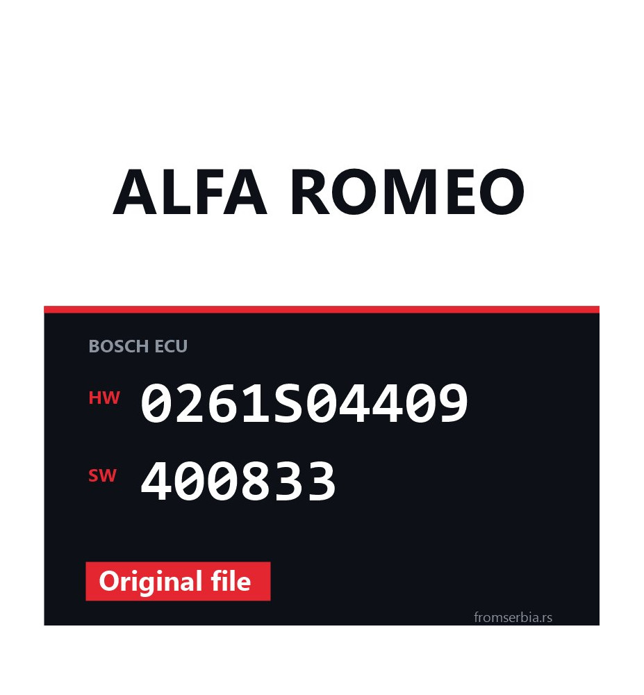 Alfa Romeo 1.4 0261S04409 400833 original ECU file