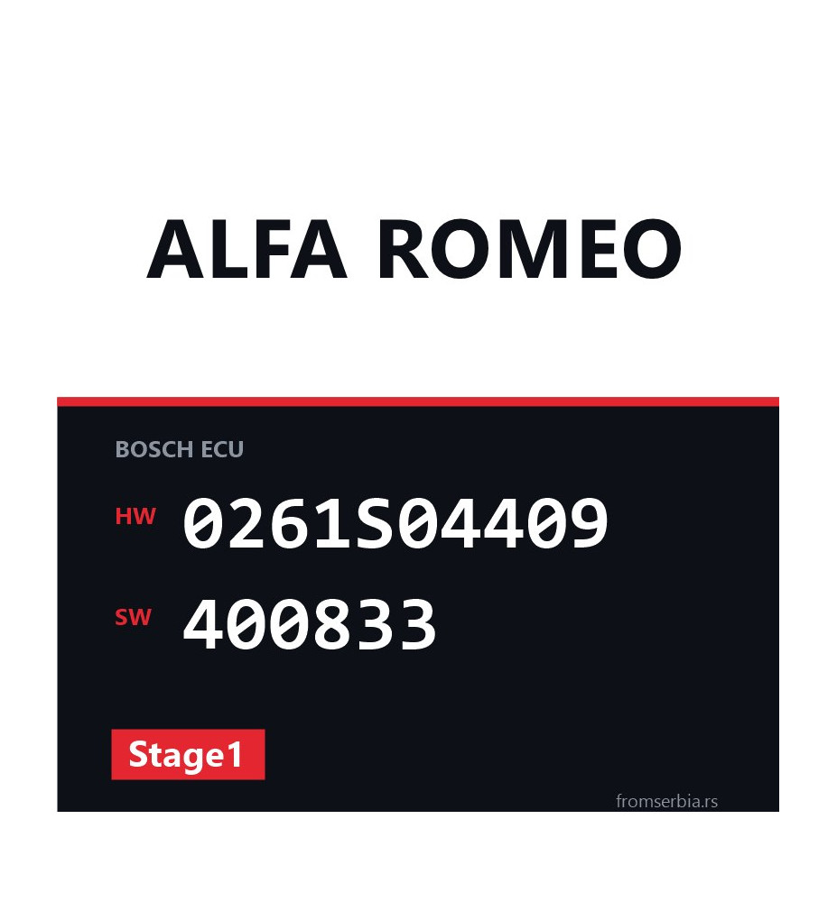 Alfa Romeo 1.4 0261S04409 400833 Stage1 tuning file