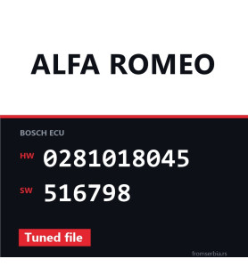 Alfa Romeo 2.0JTDM 0281018045 516798 Tuned file tuning file
