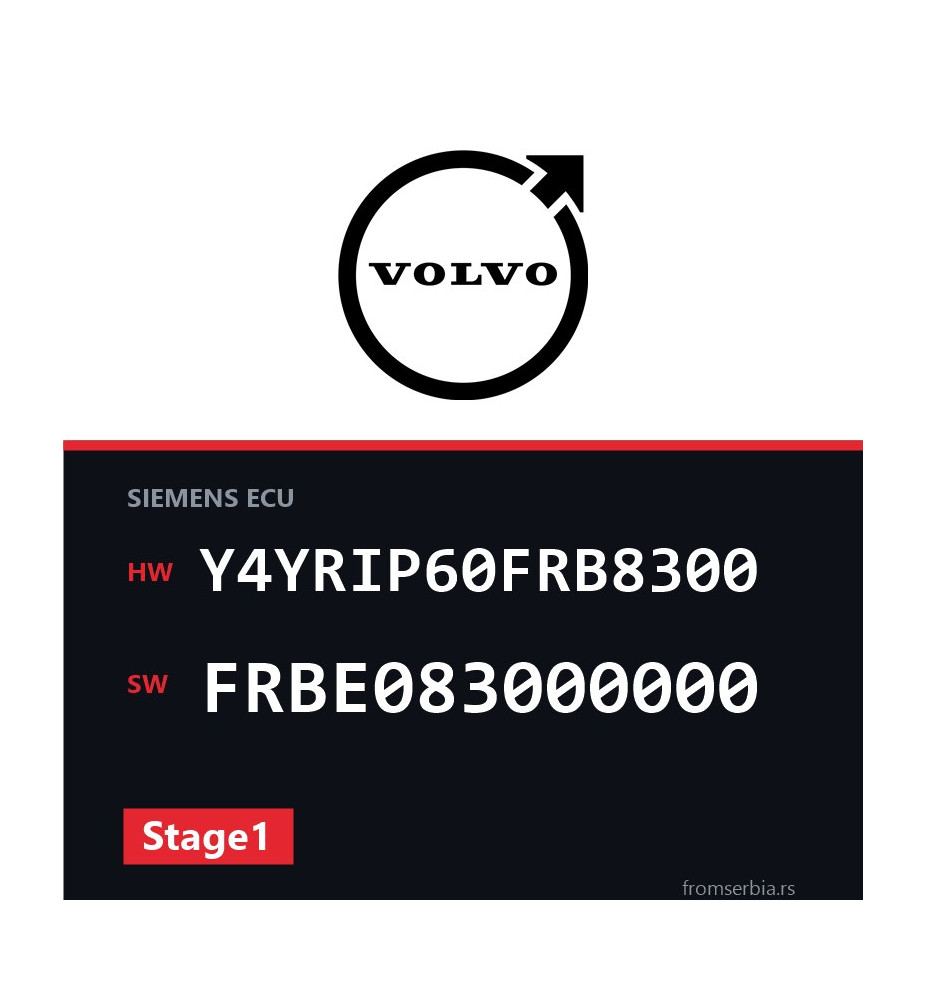 Volvo S60 Y4YRIP60FRB8300 FRBE083000000 Stage1 tuning file
