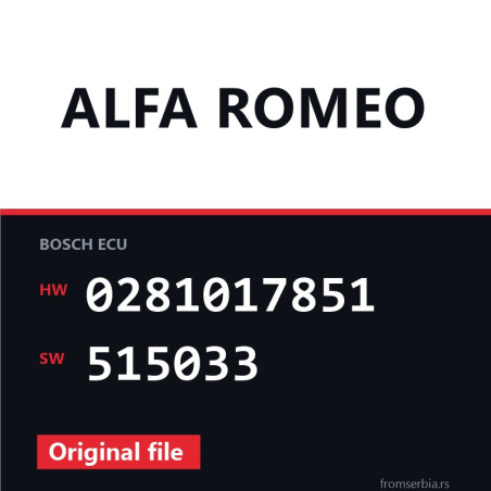Alfa Romeo Giulietta 0281017851 515033 original ECU file