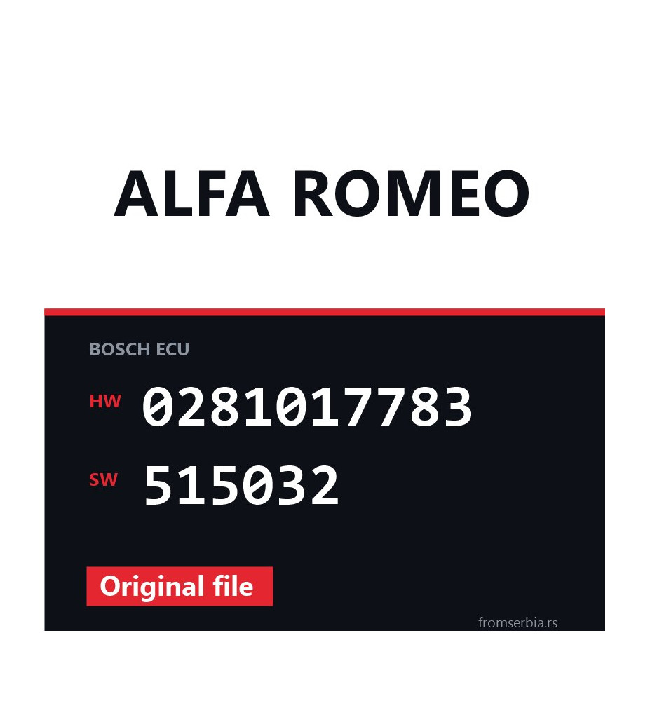 Alfa Romeo 159 0281017783 515032 original ECU file