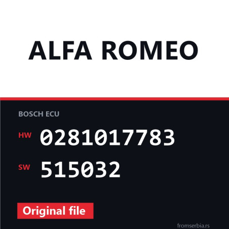 Alfa Romeo 159 0281017783 515032 original ECU file