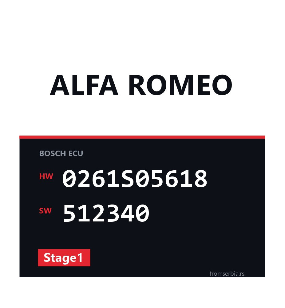 Alfa Romeo Giulietta 0261S05618 512340 Stage1 tuning file