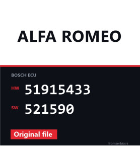 Alfa Romeo Giulietta 51915433 521590 original ECU file