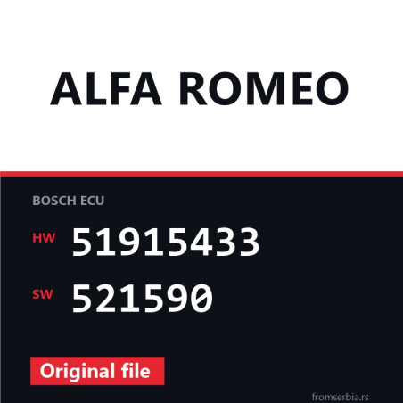 Alfa Romeo Giulietta 51915433 521590 original ECU file