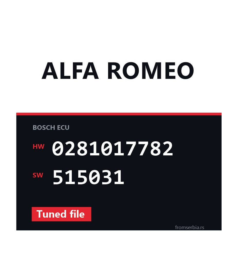 Alfa Romeo 2.0 0281017782 515031 Tuned file tuning file