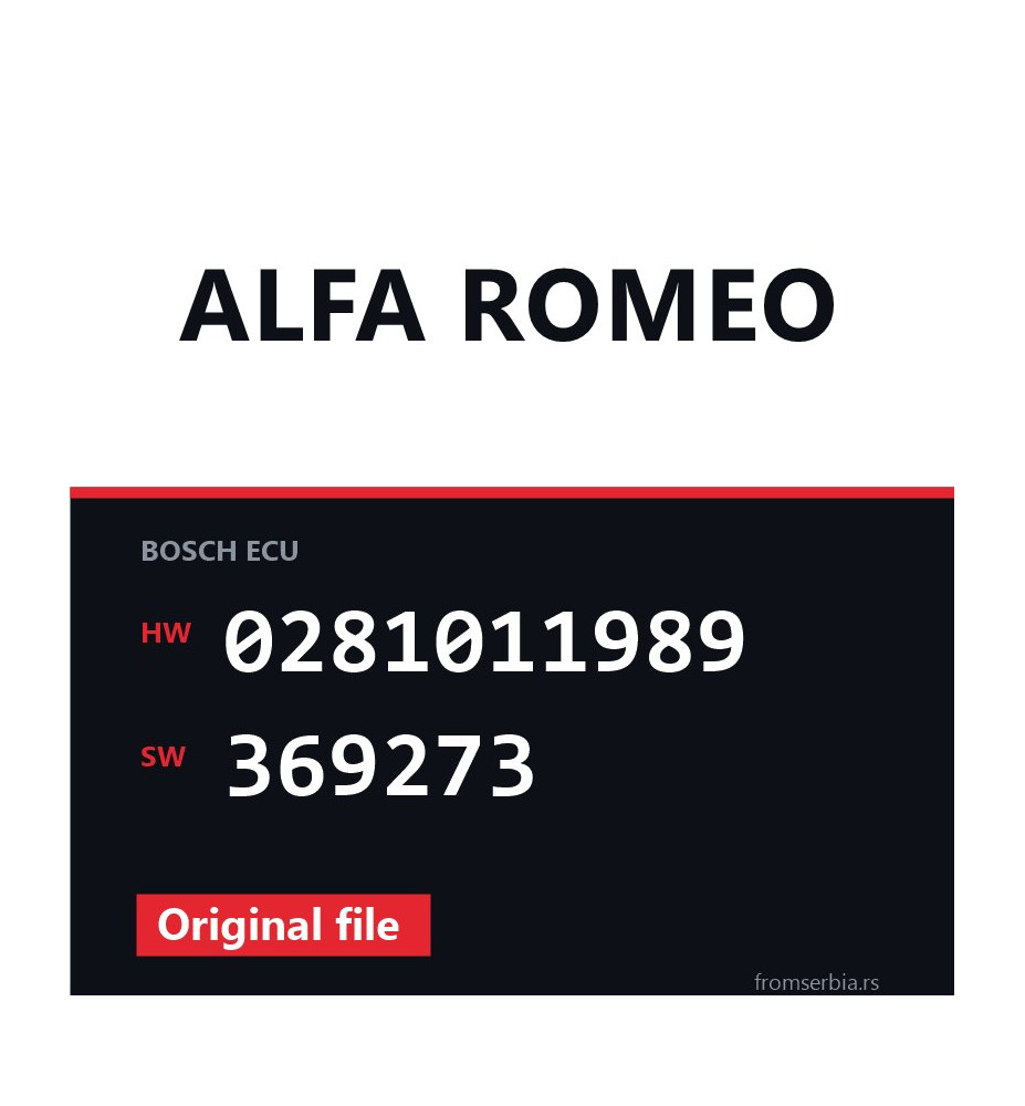 Alfa Romeo 166 0281011989 369273 original ECU file
