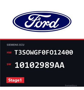 Ford Focus T3SOWGF0FO12400 10102989AA Stage1 tuning file
