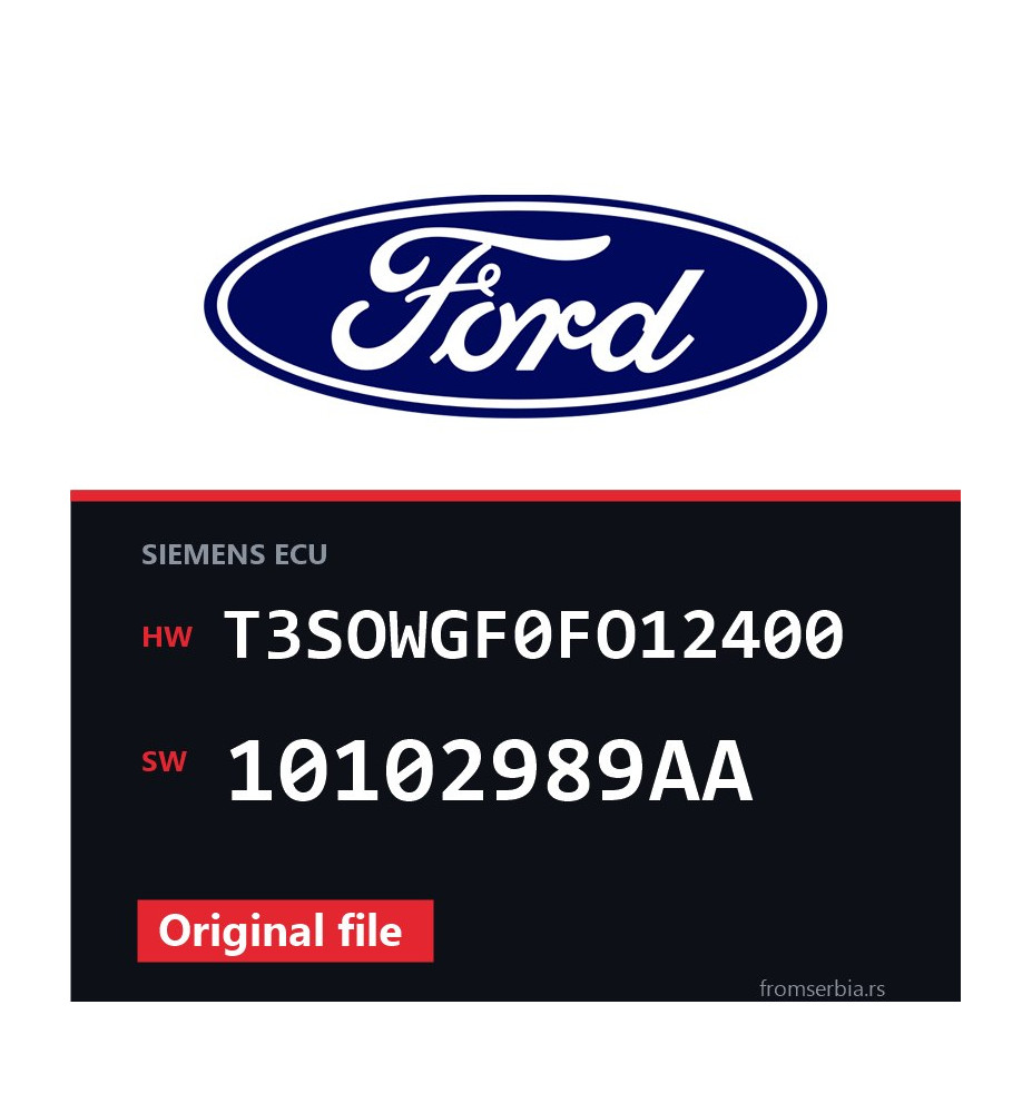 Ford Focus T3SOWGF0FO12400 10102989AA original ECU file