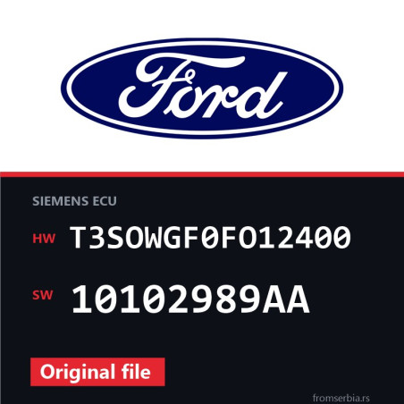 Ford Focus T3SOWGF0FO12400 10102989AA original ECU file