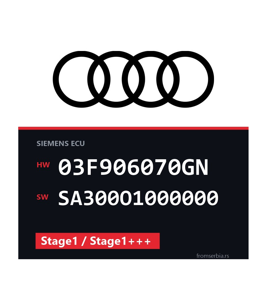Audi A1 03F906070GN SA300O1000000 Stage1 / Stage1+++ tuning file