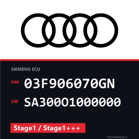 Audi A1 03F906070GN SA300O1000000 Stage1 / Stage1+++ tuning file