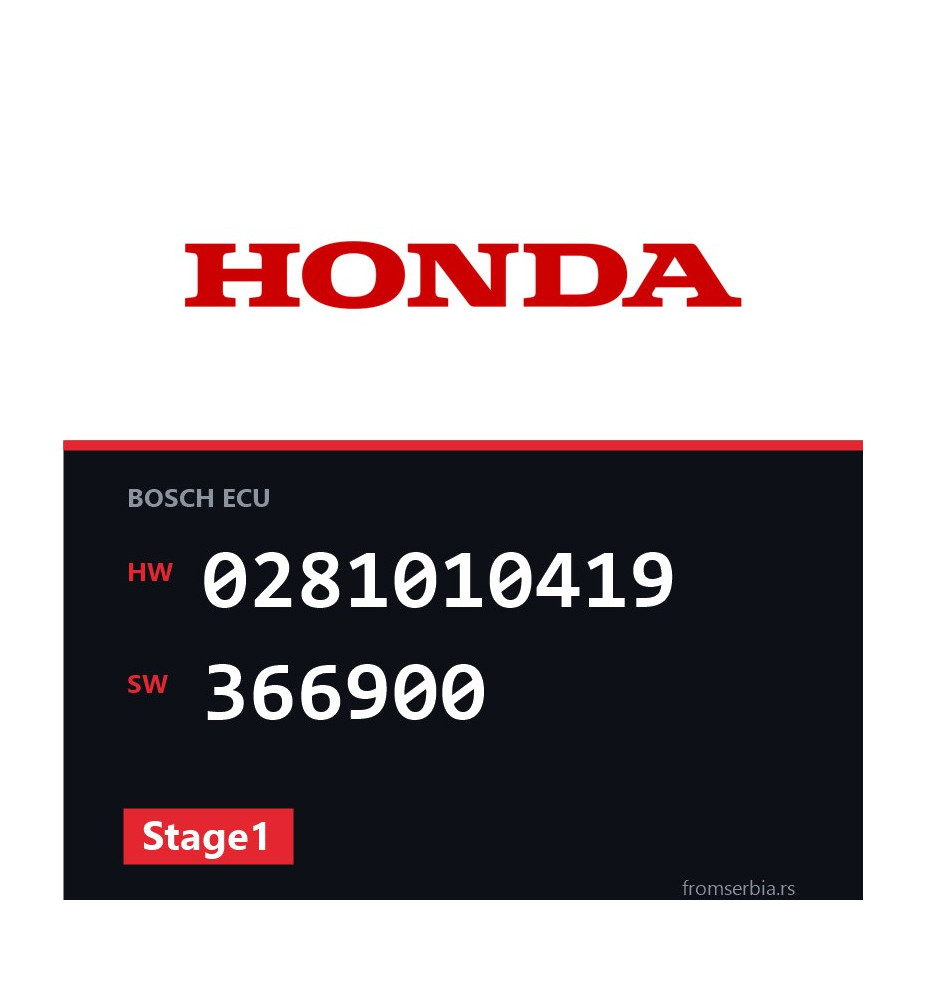 Honda Civic 0281010419 366900 Stage1 tuning file