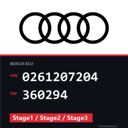 Audi A3 0261207204 360294 Stage1 / Stage2 / Stage3 tuning file