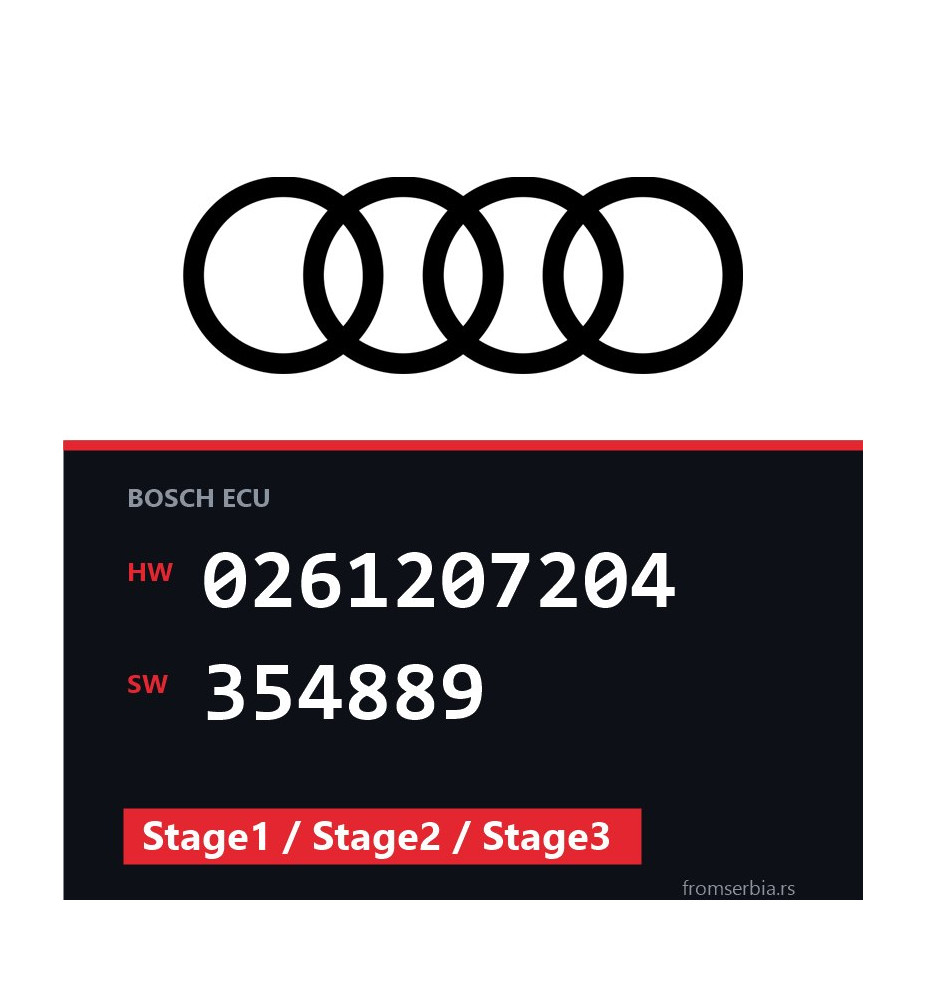 Audi A3 0261207204 354889 Stage1 / Stage2 / Stage3 tuning file