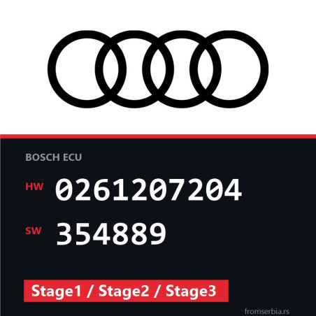 Audi A3 0261207204 354889 Stage1 / Stage2 / Stage3 tuning file