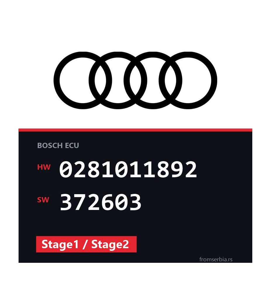 Audi A3 0281011892 372603 Stage1 / Stage2 tuning file