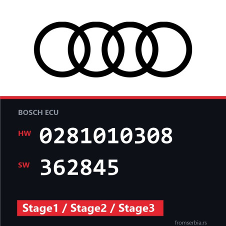 Audi A3 0281010308 362845 Stage1 / Stage2 / Stage3 tuning file