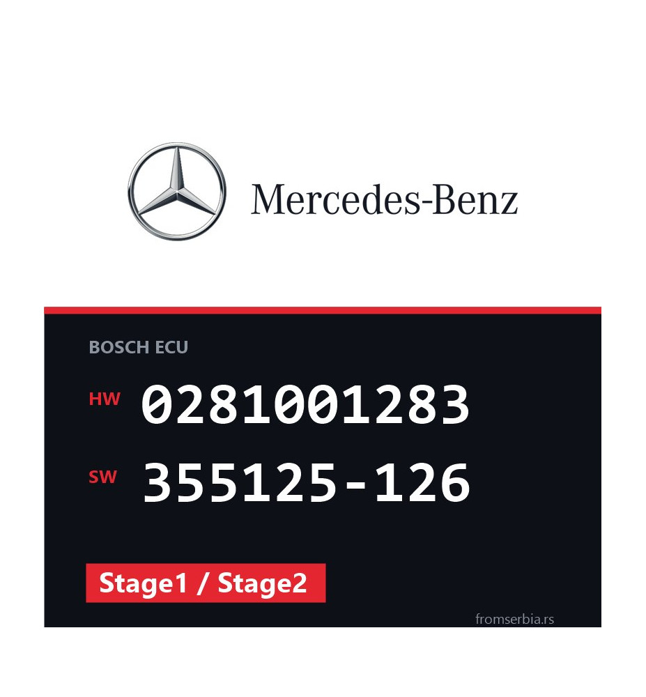Mercedes-Benz E 290 0281001283 355125-126 Stage1 / Stage2 tuning file