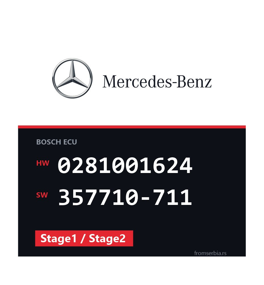 Mercedes-Benz E 300 0281001624 357710-711 Stage1 / Stage2 tuning file