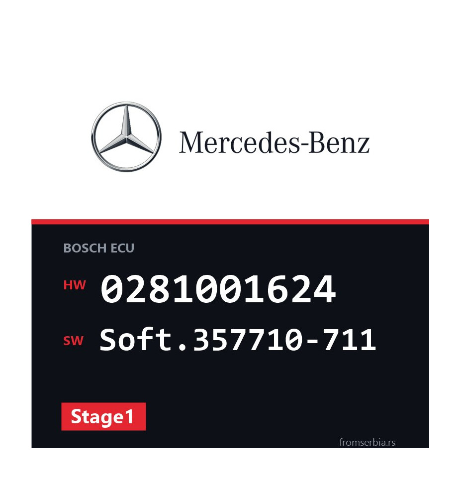 Mercedes-Benz E 300 0281001624 Soft.357710-711 Stage1 tuning file