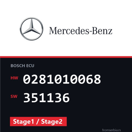 Mercedes-Benz E 320 0281010068 351136 Stage1 / Stage2 tuning file