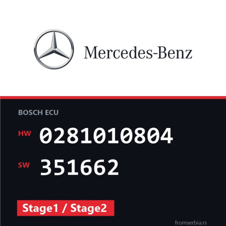 Mercedes-Benz E 220 0281010804 351662 Stage1 / Stage2 tuning file
