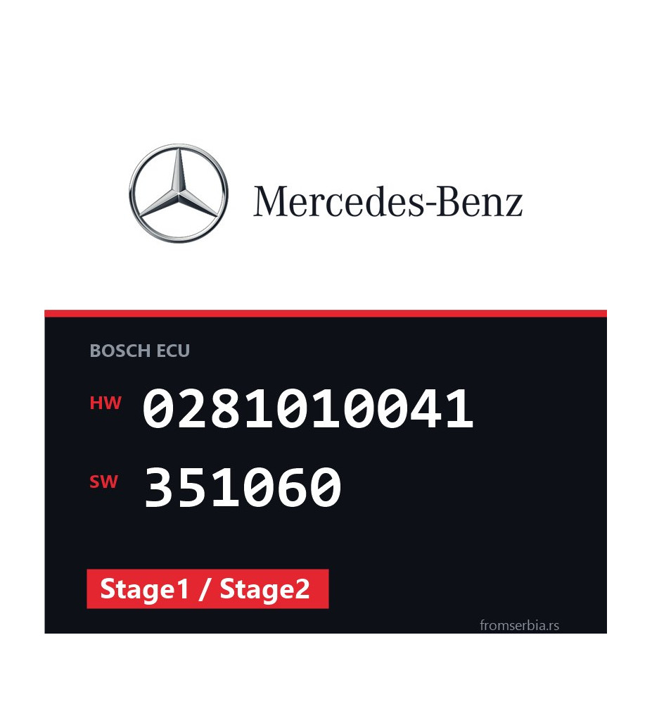 Mercedes-Benz E 220CDI 0281010041 351060 Stage1 / Stage2 tuning file