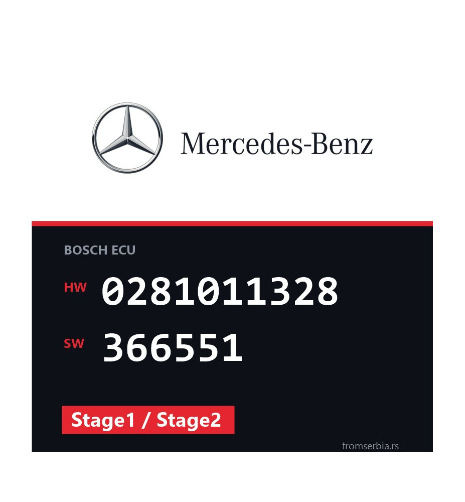 Mercedes-Benz E 220 0281011328 366551 Stage1 / Stage2 tuning file