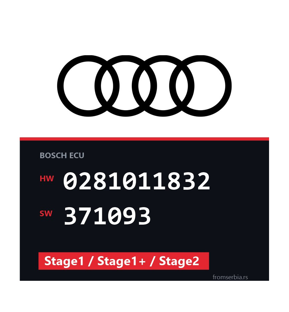 Audi A3 0281011832 371093 Stage1 / Stage1+ / Stage2 tuning file