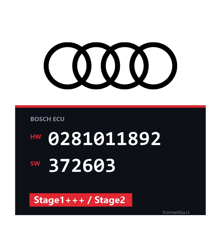 Audi A3 0281011892 372603 Stage1+++ / Stage2 tuning file