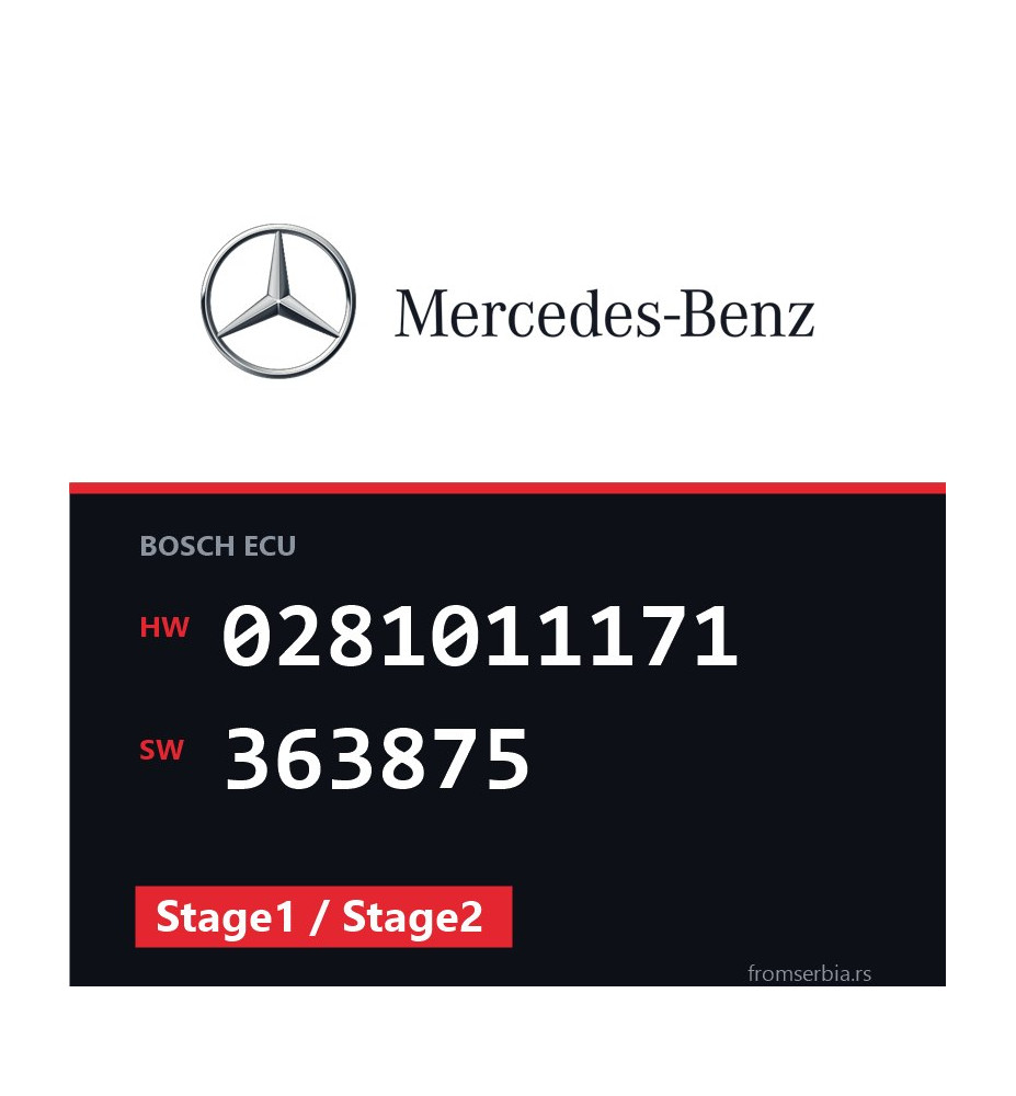 Mercedes-Benz E 200CDI 0281011171 363875 Stage1 / Stage2 tuning file