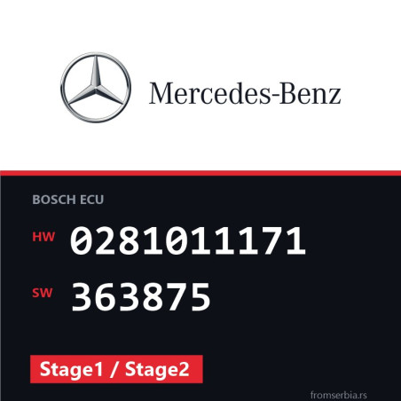 Mercedes-Benz E 200CDI 0281011171 363875 Stage1 / Stage2 tuning file