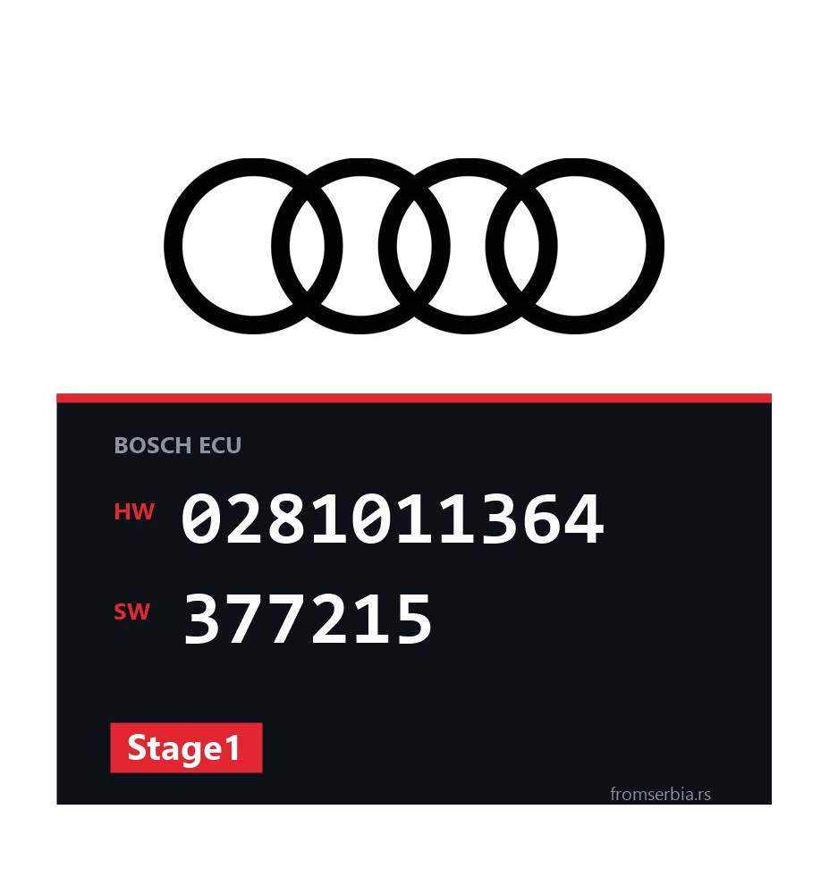 Audi A3 0281011364 377215 Stage1 tuning file