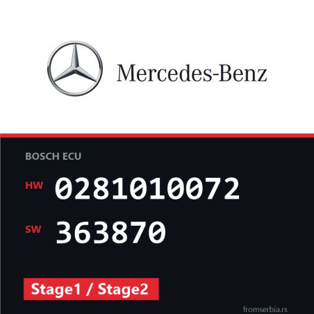 Mercedes-Benz E 270 0281010072 363870 Stage1 / Stage2 tuning file