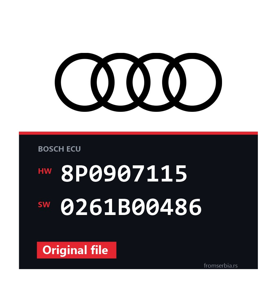 Audi A3 8P0907115 0261B00486 Stage1 / Stage2 tuning file