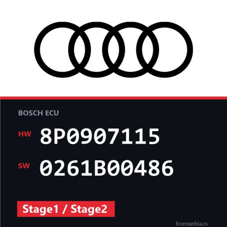 Audi A3 8P0907115 0261B00486 Stage1 / Stage2 tuning file