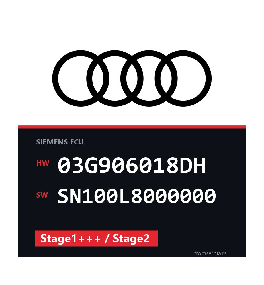 Audi A3 03G906018DH SN100L8000000 Stage1+++ / Stage2 tuning file