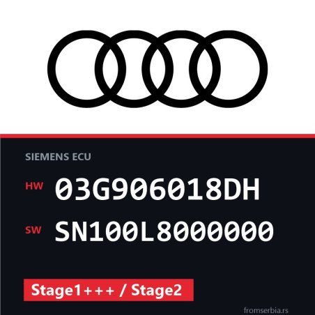 Audi A3 03G906018DH SN100L8000000 Stage1+++ / Stage2 tuning file