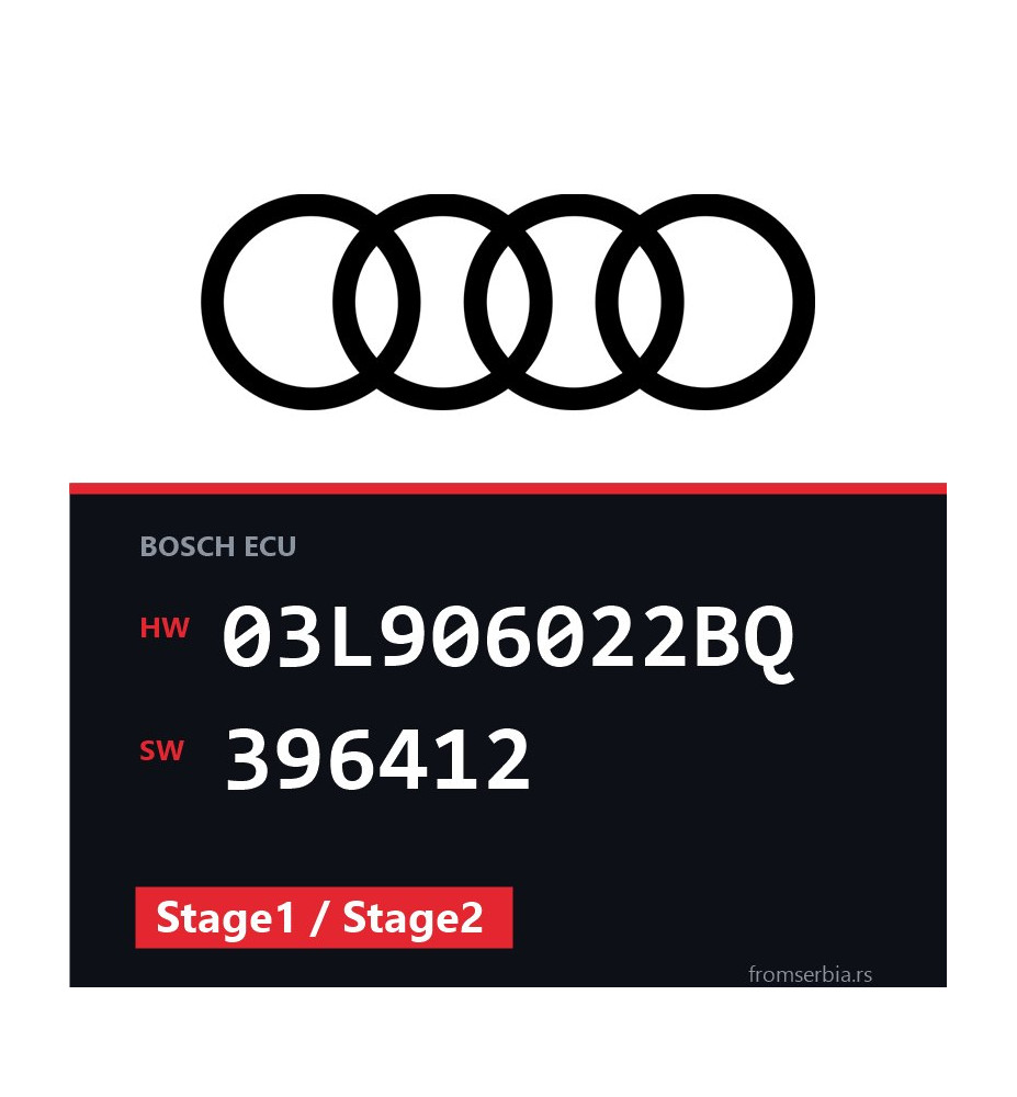 Audi A3 03L906022BQ 396412 Stage1 / Stage2 tuning file