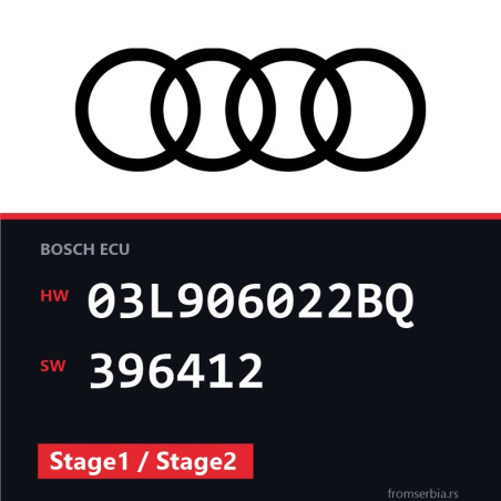 Audi A3 03L906022BQ 396412 Stage1 / Stage2 tuning file